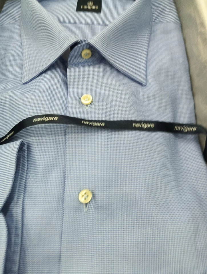 Camicia Uomo Navigare Collo Italiano Microfantasia  In Azzurro - Immagine 2 di 4