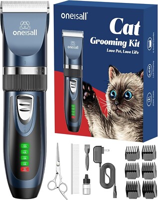 RECHARGEABLE PET GROOMING KIT for CATS DOGS Ultra Quiet Clipper