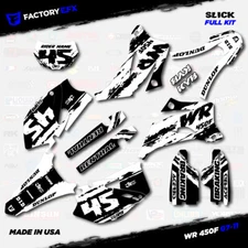 Black & White Slick Racing Graphics Kit fits Yamaha WR450F 07-11 Decals WR 450F