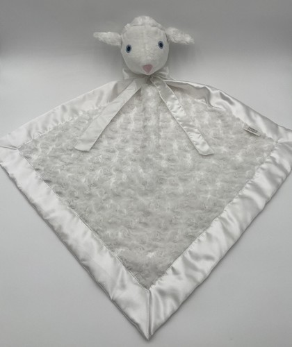 Manta de seguridad Swankie Blankie blanca remolino cordero/oveja bebé satinado ribete y espalda - Imagen 1 de 8