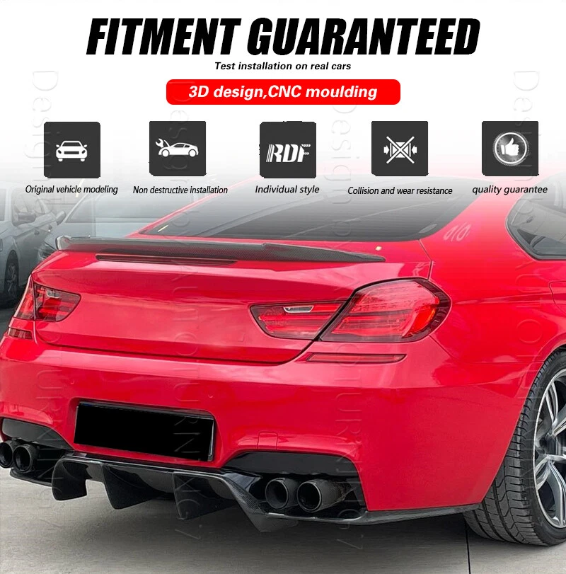 Divisores de labios difusores traseros de fibra de carbono reales para BMW F06 F12 F13 M6 2012-2018 Foto 4 de 4