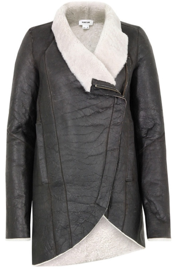 Helmut Lang $2195 Weathered Shearling Leather Jacket Coat S image 7