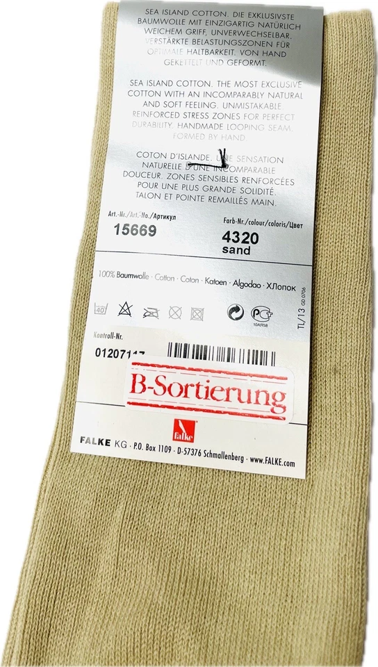 Falke No.13 Socken Gr 43-44 Herren Kniestrümpfe Strümpfe Beige Sea Island Cotton - Bild 4 von 4