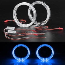 2x Blue 3inch LED Light Guide Angel Eyes Halo Rings for Car Headlight Retrofit