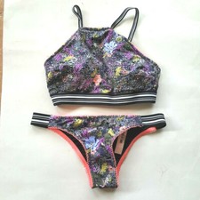 Victoria's Secret High Neck Floral Bikini Swim 2 Piece Set Small NWT