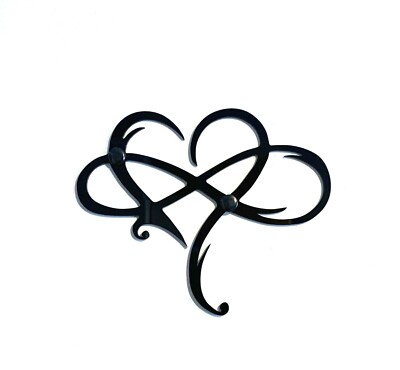 Infinity Heart Wall Art Wall Decor Love Sign in Black Acrylic