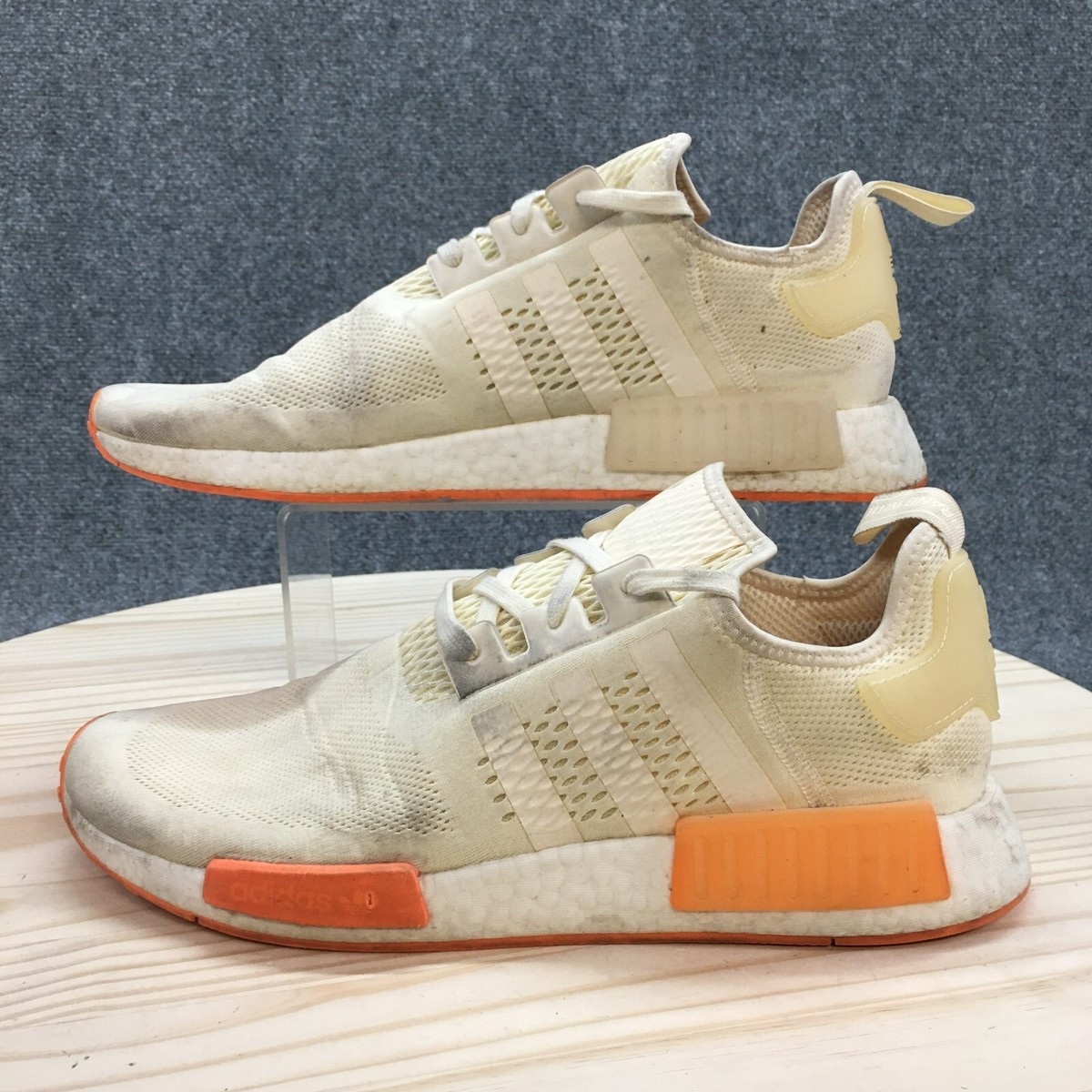 Adidas Shoes Mens 13 NMD R1 Running Sneakers Orange Mesh Round Toe Low  FY5984