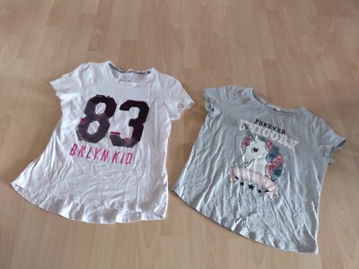 2 T-Shirts Paket H&M Pepperts Gr. 158/164 Wendepailetten  Einhorn TOP!!