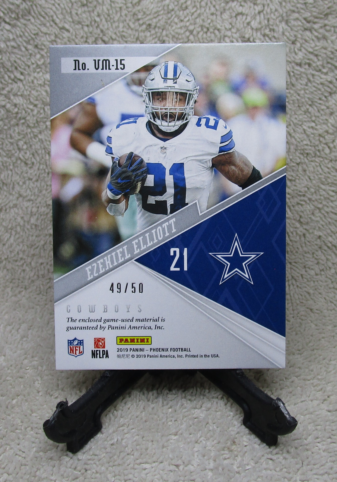EZEKIEL ELLIOTT 2019 Phoenix Football VETERAN GAME USED JERSEY Card Ser. #49/50 view 2