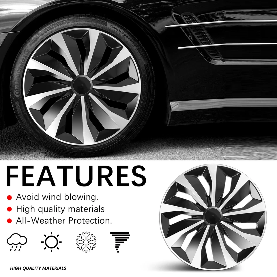 For SAAB 9-3 15 Inch 4Pcs Wheel Hubcaps Trim Covers Snap On Fit R15 Tire Rim - Image 3 of 4