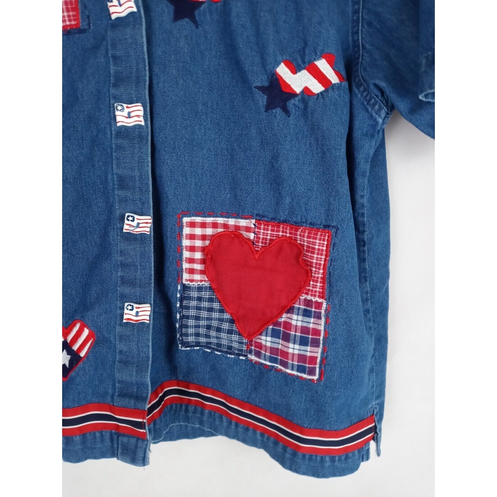 New Direction Embroidered Patchwork Patriotic Shi… - image 4