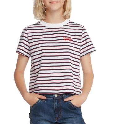 Juniors Girls DICKIES Striped CROPPED Short Sleeve T-Shirt Size 3X Patriotic NWT