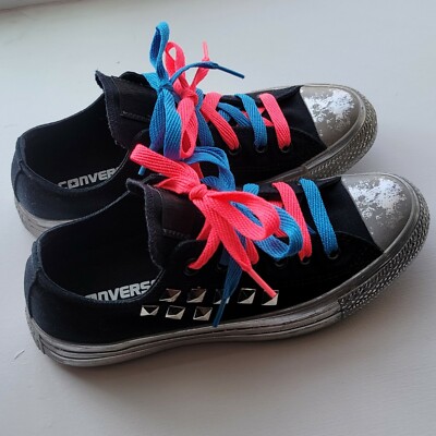 Custom DiY Studded Converse All Star Oxford Sneakers Studs 80's