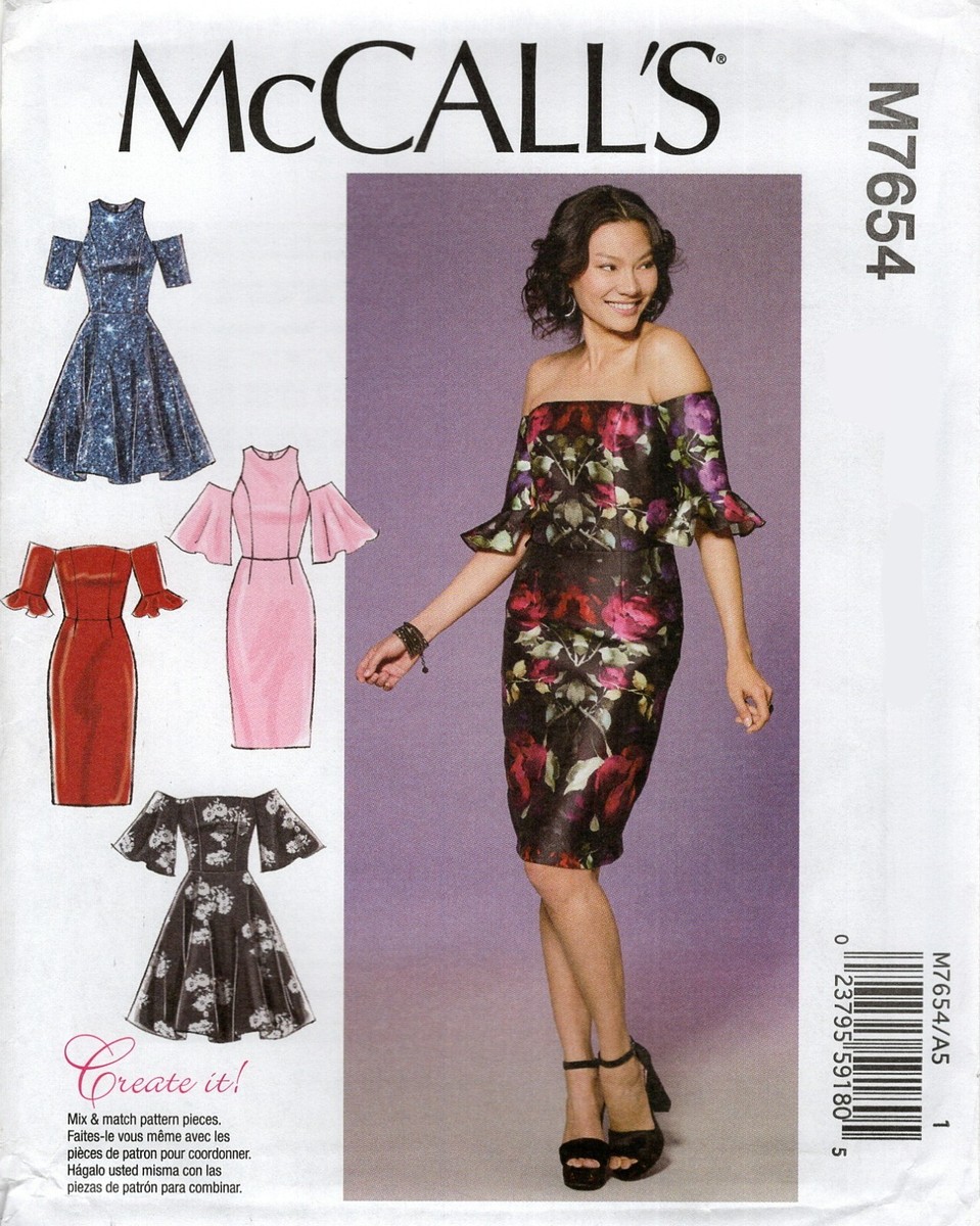 McCall's M7654 Mix Match Wiggle or Fit Flare Dress Sz 14-22 UNCUT  Pattern