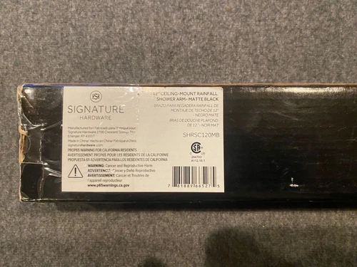 Signature Hardware 476532 12” Round Ceiling Mount Shower Arm ONLY Matte Black - Picture 1 of 3