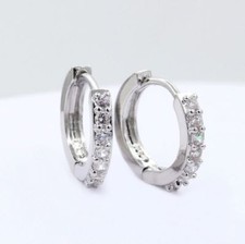 925 Sterling Silver Crystal Drop Dangle Silver Hoop Earrings UK Seller