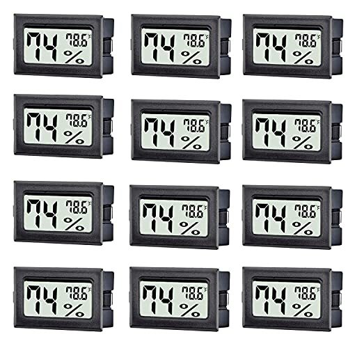 TASON 12 Pack Mini Digital Thermometer Hygrometer Indoor Temperature and