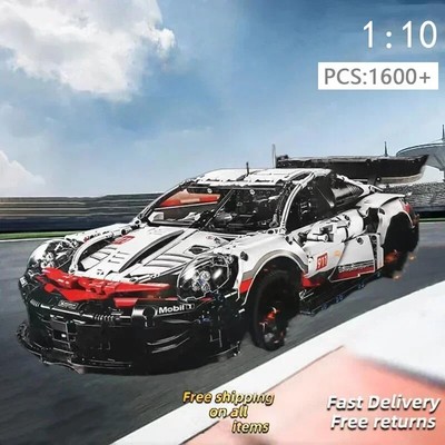 911Rsr 1580PCS 1:10 Assembled Building Blocks Electric Sports Car Model