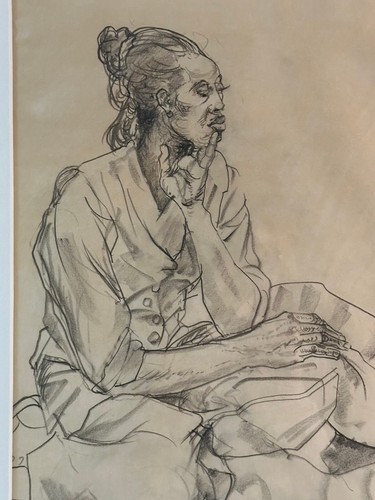 Kathe Strenitz 'Donna' disegno a matita grafite 1993 originale incorniciato - Foto 3 di 5
