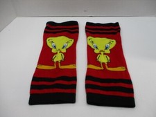 Tweety Bird Leg Warmers Womens Red Black Striped Loony Tunes Pull On Yellow