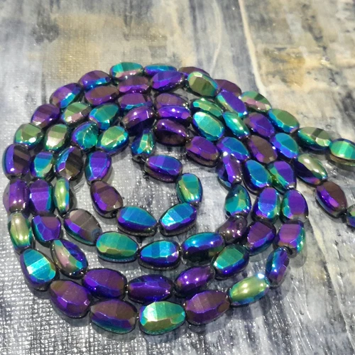 Elecroplated Faceted Glass Teardrop, 9x6x4.5mm, Rainbow ,Approx79pce, Free Post. - Picture 1 of 3