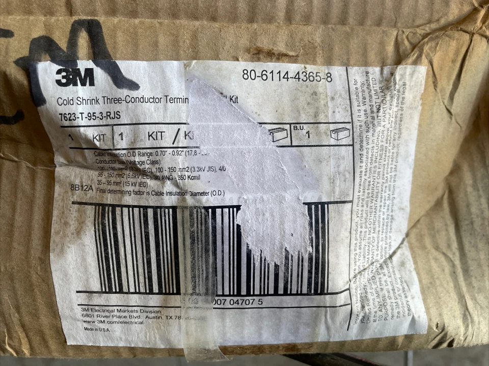 (C) KIT 3M TERMINO DE 3 CONDUCTORES ENCOGIMIENTO EN FRÍO QT-III 7623-T-95-3-RJS⚡️ Foto 2 de 2