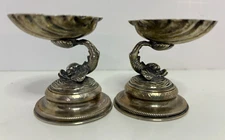 Pair Antique Dolphin Ware Koi Fish SALT CELLARS 800 Silver Decorative Tableware
