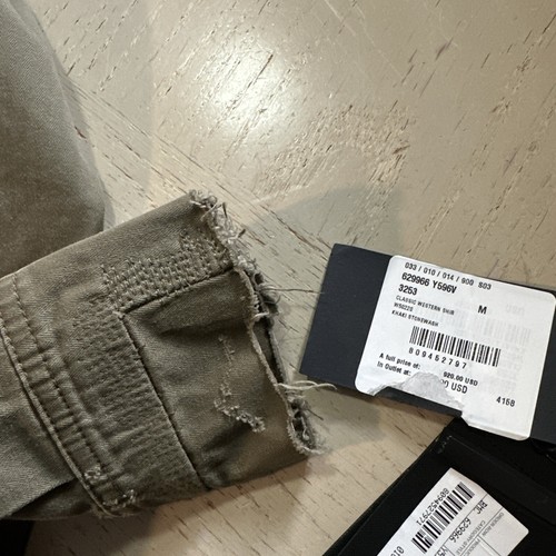 $920 Saint Laurent distressed western shirt in khaki stonewashed denim Size M - Picture 11 of 11