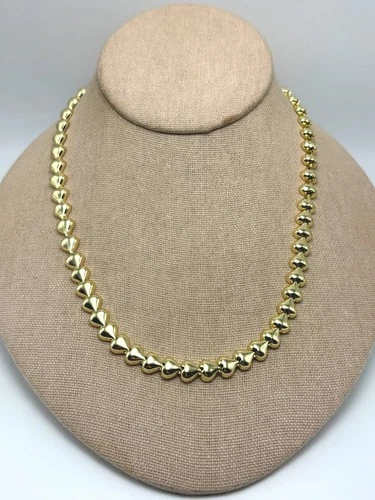 BELLEZZA 18" Goldtone Bronze Cast Link Line Necklace - Heart - NWT - product listing photo