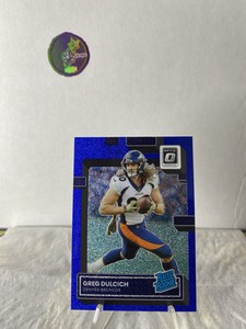2022 Panini Donruss Optic #288 Greg Dulcich Rated Rookie Blue Glitter Prizm