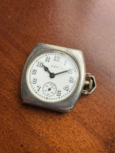Antique Elgin Sterling Pocket Watch 1919 Grade 462 Working Well