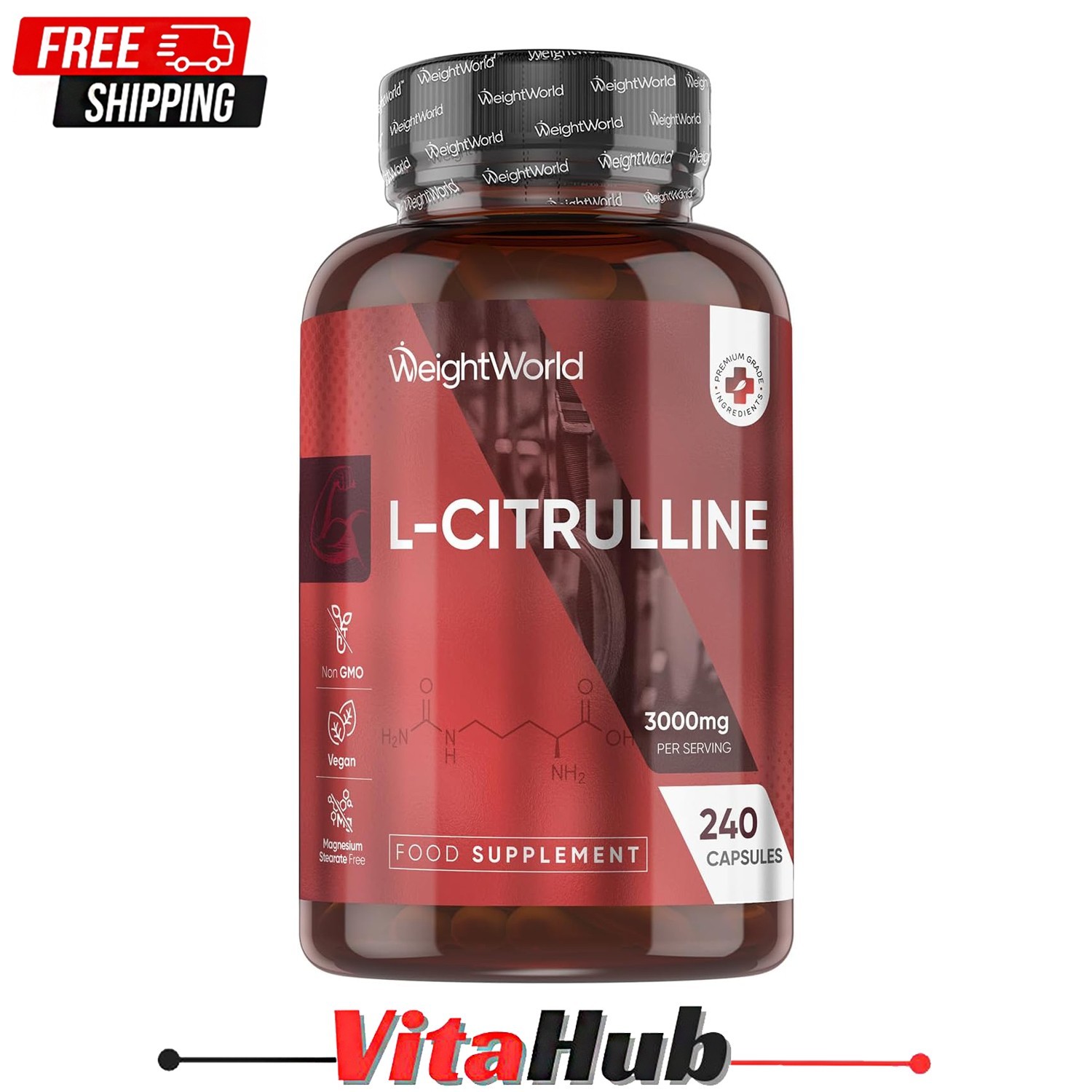 L-Citrulline - 240 Capsules - 3000mg - Fitness & Sports - Performance training