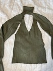 GUESS Women’s M Green Rib-Knit Turtleneck Cutout Long Sleeve Pullover — photo 3
