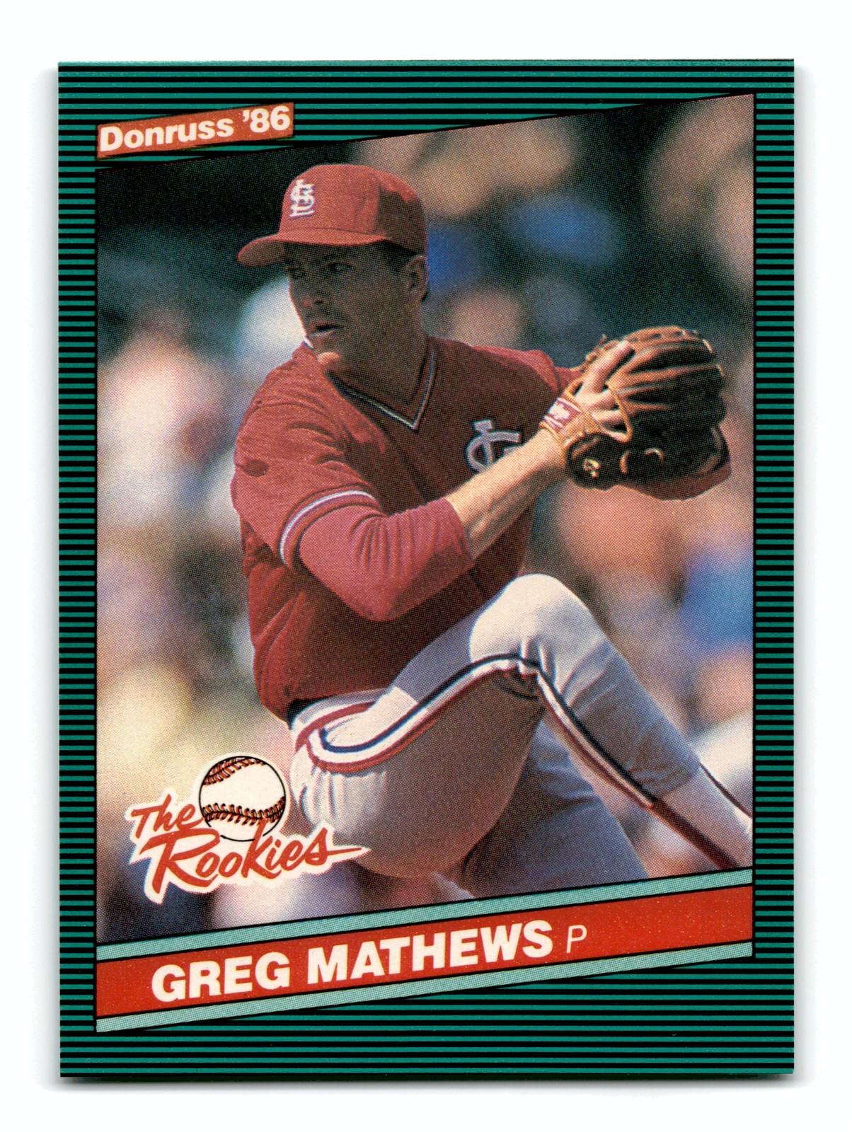 Greg Mathews 1986 Donruss The Rookies #26 Cardinals Centered Mint to Gem
