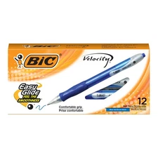 Bic Velocity 12 Count Retractable Blue Ballpoint Pens 1.0Mm Smooth Writing