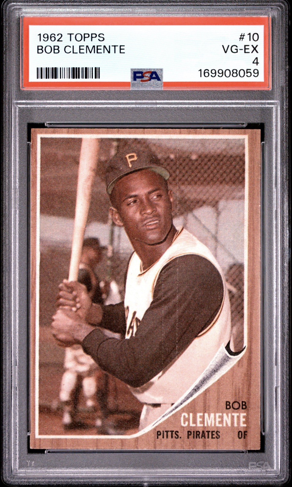 1962 Topps - Roberto Clemente #10 Bob on Card