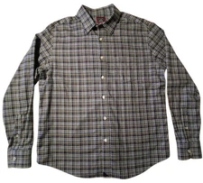 Untuckit Mens 100% Cotton Blue Plaid Wrinkle Free Flannel Shirt Size Large