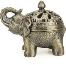 Metal Backflow Incense Holder Elephant Cone Coil Incense Burner Ash Catcher with