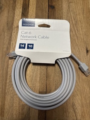 Insignia 14' Cat-6 Ethernet Cable with Snagless Connectors Gray 14 Feet Patch