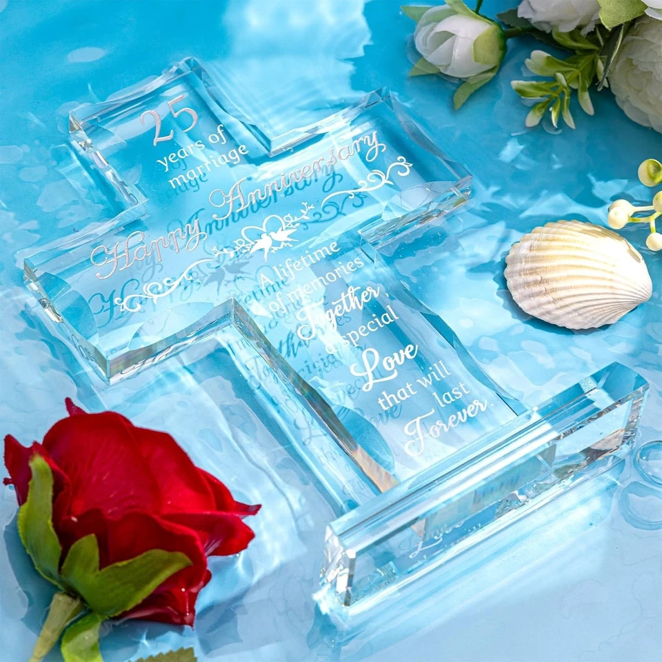  25 Aniversario Boda Cristal Cruz Regalos para Esposa 25 Años de Matrimonio Foto 3 de 4