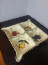 Stoneware Divider Snack Serving Tray Baum Bro Painted Fruit Platter
