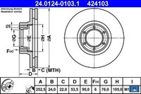 2X Bremsscheibe ATE 24.0124-0103.1 2 Bremsscheiben Vorderachse Vorne