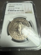 1907 S US/Philippines Peso Manila Bay War Salvage NGC Shipwreck Certification