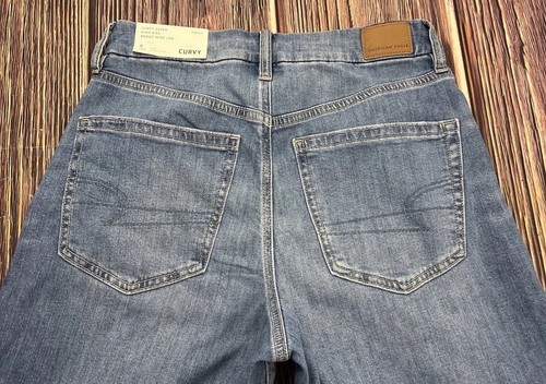 New NWT American Eagle Curvy Super High-Rise Baggy Wide Leg Jeans Womens 6 Short