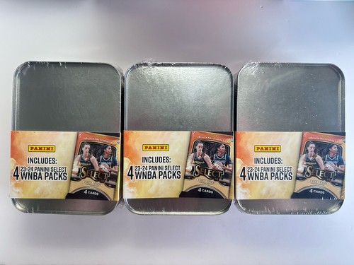 2023-24 Panini Select WNBA Card Caitlin Clark 3 Pack Collectible Tins Set Sealed - Picture 3 of 4