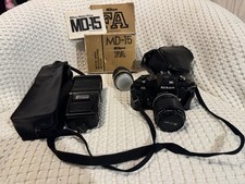 nikon fa black 35mm slr film camera lenses packaging Flash Motordrive Md-15 Fla