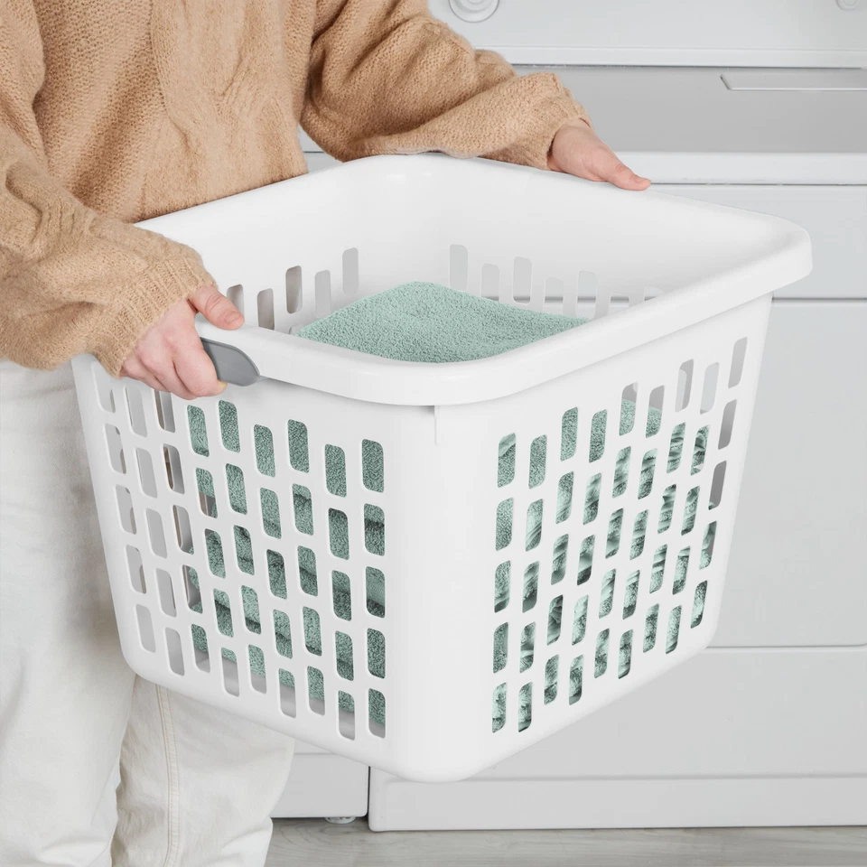 Sterilite Laundry Basket, 1.5 Bushel Plastic Hamper with Handles, White, 18 Pack - Image 4 of 4