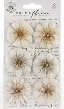 Prima Marketing Pretty Fabric Flowers 6/Pkg-Pale Petals