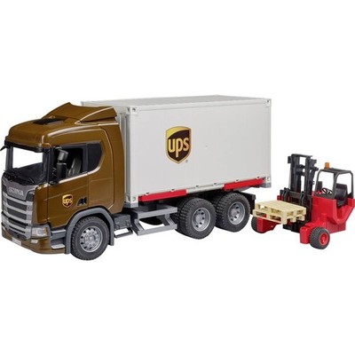 bruder Scania Super 560R UPS Logistik-LKW mit Mitnahmestapler Fertigmodell LKW
