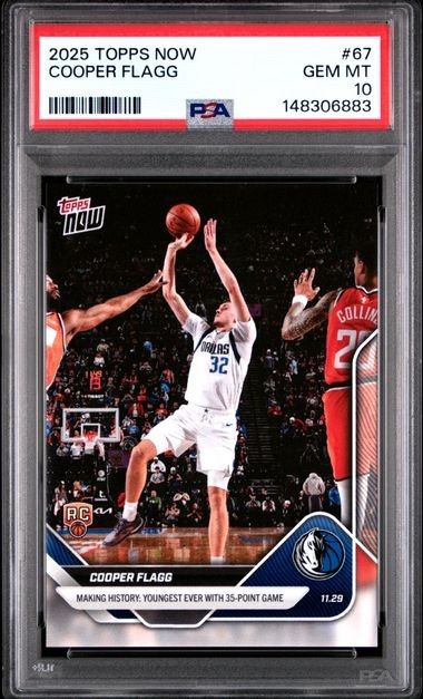 Graded 2025 Topps Now Cooper Flagg #67 Rookie RC Basketball Card PSA 10